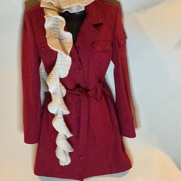 BODY CENTRAL RED WOOL BLEND FITTED WINTER COAT SZ. S - Picture 4 of 13